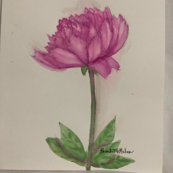 Rhonda McMahon...artist Other - Original Peony Watercolor Painting